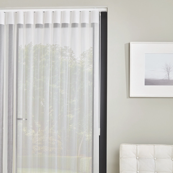 Allusion Vertical Blinds fitted on a door opening