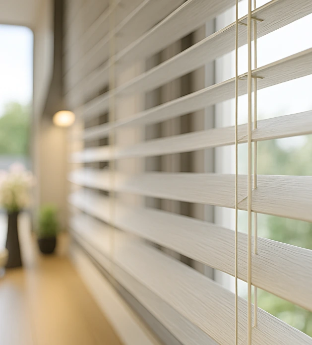 White wood venetian blinds Stevenage living room